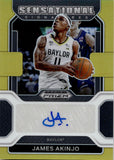 2022 James Akinjo Panini Prizm Draft Picks ROOKIE GOLD SENSATIONAL SIGNATURES AUTO 01/10 AUTOGRAPH #SS-JAK New York Knicks