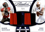 2025 Baker Mayfield Mike Evans Panini Flawless CONNECTIONS SAPPHIRE BLUE DUAL PATCH 5/5 RELIC #FC-TB Tampa Bay Buccaneers