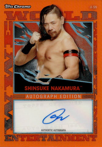2021 Shinsuke Nakamura Topps Chrome Slam Attax WWE ORANGE REFRACTOR AUTO 04/25 AUTOGRAPH #A-SN Monday Night Raw