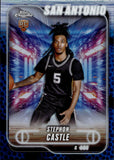 2024-25 Stephon Castle Topps Chrome BLUE BASKETBALL REFRACTOR ROOKIE RC #122 San Antonio Spurs