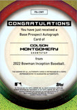 2022 Colson Montgomery Bowman Inception PROSPECT AUTO 075/200 AUTOGRAPH #PA-CMY Chicago White Sox
