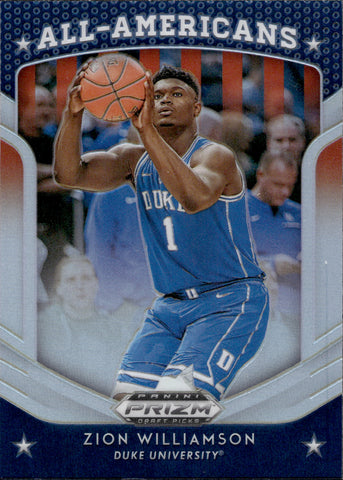 2019-20 Zion Williamson Panini Prizm Draft Picks HOLO SILVER ALL-AMERICANS ROOKIE RC #100 New Orleans Pelicans 1