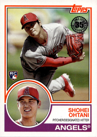 2018 Shohei Ohtani Topps Update Series 1983 DESIGN ROOKIE RC #83-2 Anaheim Angels 1