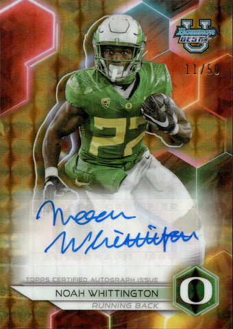 2023 Noah Washington Bowman University Best GEOMETRIC GOLD REFRACTOR AUTO 11/50 AUTOGRAPH #BOA-NW Oregon Ducks