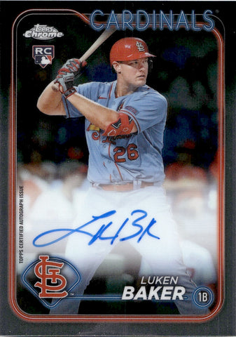 2024 Luken Baker Topps Chrome ROOKIE AUTO AUTOGRAPH RC #RA-LB St. Louis Cardinals 2