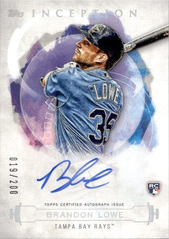 2019 Brandon Lowe Topps Inception ROOKIES AND EMERGING STARS ROOKIE AUTO 019/200 AUTOGRAPH RC #RES-BL Tampa Bay Rays