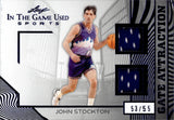 2025 John Stockton Leaf In the Game Used BLUE FOIL GATE ATTRACTION DUAL JERSEY 53/55 RELIC #GA-15 Utah Jazz HOF