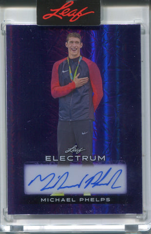 2024 Michael Phelps Leaf Electrum PURPLE AUTO 4/7 AUTOGRAPH #BA-MP3 Olympic Champion