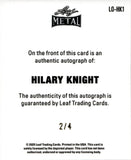 2025 Hilary Knight Leaf Metal Legends LEAF ORIGINALS 1948 BLUE SHIMMER AUTO 2/4 AUTOGRAPH #LO-HK1 Seattle Torrent