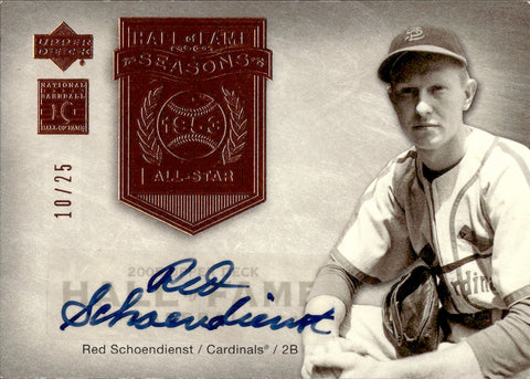 2005 Red Schoendienst Upper Deck Hall of Fame SEASONS AUTO 10/25 AUTOGRAPH #HFS-RS1 St. Louis Cardinals HOF