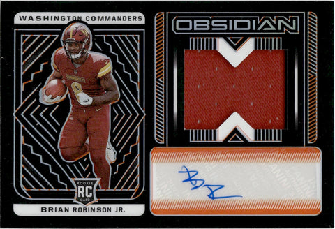 2022 Brian Robinson Jr. Panini Obsidian ELECTRIC ETCH ORANGE AUTO JERSEY PATCH ROOKIE 05/99 AUTOGRAPH RC #229 Washington Commanders