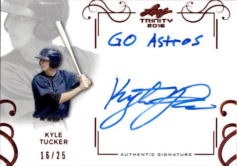2015 Kyle Tucker Leaf Trinity Ruby Red ROOKIE INSCRIPTION AUTO 16/20 AUTOGRAPH #A-KT1 Houston Astros