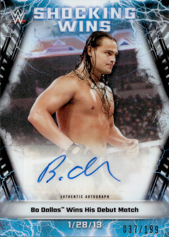 2020 Bo Dallas Topps Chrome WWE SHOCKING WINS REFRACTOR AUTO 037/199 AUTOGRAPH #SWA-BD Monday Night Raw
