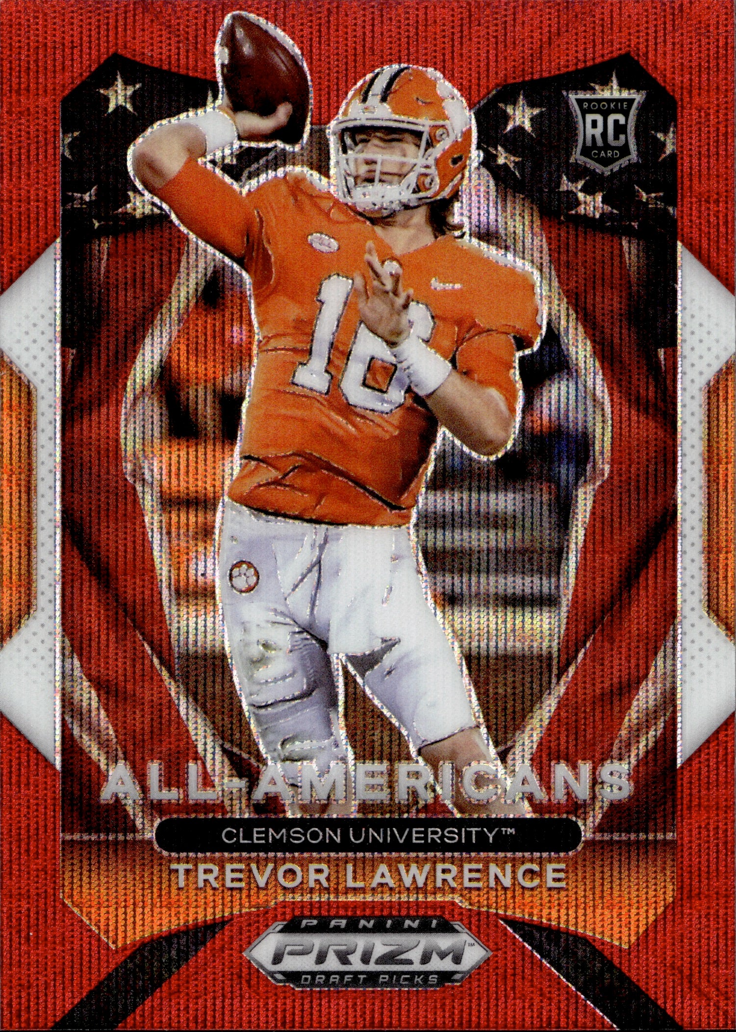 2021 Prizm Draft Picks Base All American #181 Trevor Lawrence - Clemson  Tigers