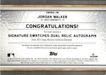 2023 Jordan Walker Topps Museum Collection SIGNATURE SWATCHES ROOKIE DUAL JERSEY AUTO 73/99 AUTOGRAPH RELIC #SWDRA-JW St. Louis Cardinals