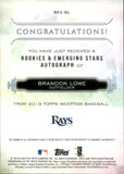 2019 Brandon Lowe Topps Inception ROOKIES AND EMERGING STARS ROOKIE AUTO 019/200 AUTOGRAPH RC #RES-BL Tampa Bay Rays