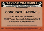 2021 Taylor Trammell Topps ROOKIE 1986 DESIGN AUTO AUTOGRAPH RC #86A-TT Seattle Mariners