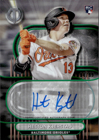 2024 Heston Kjerstad Topps Tribute ROOKIE GREEN AUTO 94/99 AUTOGRAPH RC #TA-KJE Baltimore Orioles