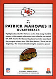 2019 Patrick Mahomes Panini Donruss BLACK BORDER HIGHLIGHTS 084/100 #H-3 Kansas City Chiefs