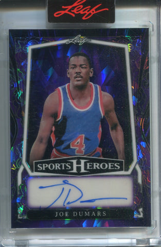 2025 Joe Dumars Leaf Sports Heroes PURPLE CRACKED ICE AUTO 04/15 JERSEY NUMBER AUTOGRAPH #BA-JD2 Detroit Pistons