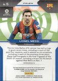 2020-21 Lionel Messi Panini Chronicles Prizm La Liga #15 PURPLE MOJO PRIZM BARCELONA