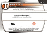 2025-26 Nate Ament Bowman University Chrome 1ST BOWMAN REFRACTOR AUTO 128/499 AUTOGRAPH #CPA-NA Milwaukee Bucks