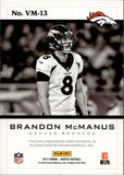 2017 Brandon McManus Panini Vertex MATERIALS JERSEY 52/99 Denver Broncos #VM-13