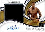 2023 Carmelo Hayes Panini Immaculate WWE PREMIUM JUMBO SHIRT AUTO 91/99 AUTOGRAPH RELIC #PM-CHY NXT