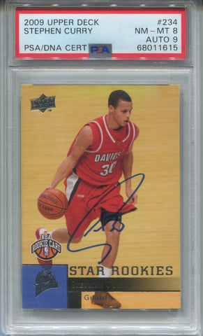 2009-10 Stephen Curry Upper Deck PSA/DNA 8 AUTHENTIC 9 AUTO AUTOGRAPH STAR ROOKIE RC #234 Golden State Warriors 1615