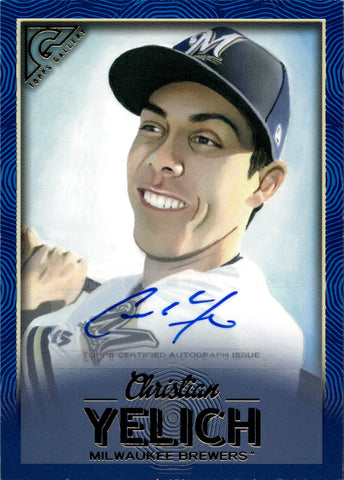 2018 Christian Yelich Topps Gallery BLUE AUTO 19/50 AUTOGRAPH #5 Milwaukee Brewers