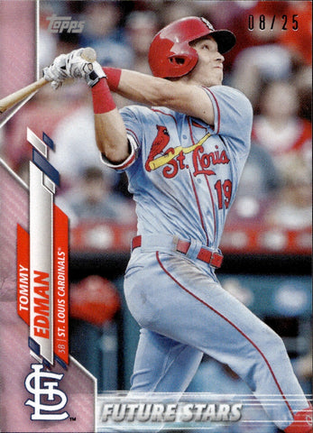 2020 Tommy Edman Topps Series 1 FUTURE STARS PINK MINI 08/25 #44 St. Louis Cardinals