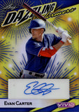 2023 Evan Carter Leaf Vivid YELLOW PRISMATIC DAZZLING PERFORMERS AUTO 6/7 AUTOGRAPH #BP-EC2 Texas Rangers