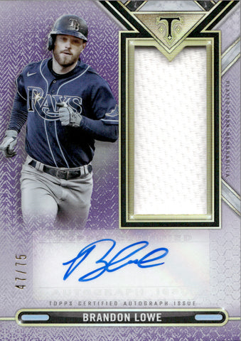 2021 Brandon Lowe Topps Triple Threads AMETHYST JERSEY AUTO 47/75 AUTOGRAPH RELIC #ASJR-BL Tampa Bay Rays