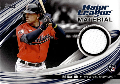 2023 Bo Naylor Topps Series 2 ROOKIE BLACK MAJOR LEAGUE MATERIAL JERSEY 123/199 RELIC RC #MLM-BNA Cleveland Guardians