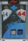 2025 Ernie Banks Hank Aaron Leaf Spectacular PLATINUM BLUE WHEN IT WAS A GAME USED DUAL JERSEY 4/5 RELIC #WU2-4 Cubs Braves HOF