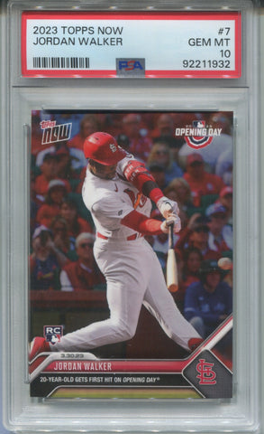 2023 Jordan Walker Topps Now OPENING DAY ROOKIE RC PSA 10 #7 St. Louis Cardinals 1932
