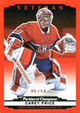 2022-23 Carey Price Upper Deck Parkhurst Champions VETERAN RED 45/51 #121 Montreal Canadiens