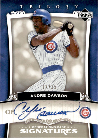 2005 Andre Dawson Upper Deck Trilogy GOLD GENERATIONS PAST SIGNATURES AUTO 12/35 AUTOGRAPH #PA-AD Chicago Cubs HOF