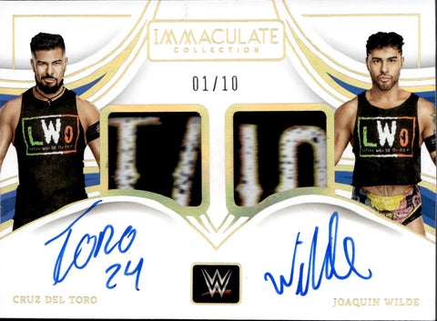 2023 Cruz Del Toro Joaquin Wilde Panini Immaculate Collection DUAL SHIRT AUTO 01/10 AUTOGRAPH RELIC #DM-LWO Friday Night Smackdown