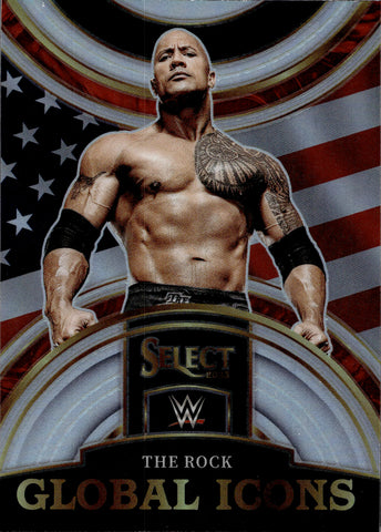 2023 The Rock Panini Select WWE HOLO SILVER GLOBAL ICONS #5 WWE Legend
