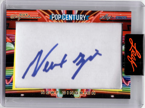 2023 Newt Gingrich Leaf Pop Century CUT SIGNATURE AUTO AUTOGRAPH #CS-NG1