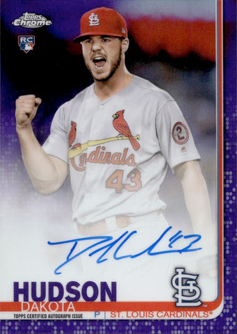 2019 Dakota Hudson Topps Chrome PURPLE REFRACTOR AUTO 137/250 AUTOGRAPH RC #RA-DH St. Louis Cardinals