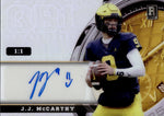 2023 J. J. McCarthy Wild Card QB1 ON THE CLOCK ROOKIE AUTO 1/1 Minnesota Vikings #OCW-JM2A