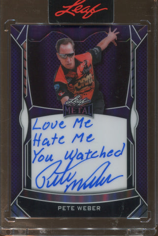 2025 Pete Weber Leaf Metal INSCRIPTION PURPLE AUTO 7/10 #MI-PW1