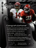 2023 Will Anderson Jr. Brian Branch Leaf Trinity PLATINUM DUOS DUAL AUTO 06/15 AUTOGRAPH #TD-4 Texans Lions