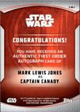 2020 Mark Lewis Jones as Captain Canady Autograph Topps Chrome Star Wars Perspectives #A-MLJ BLUE REFRACTOR 087/150 AUTO