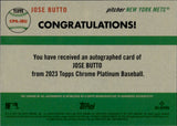 2023 Jose Butto Topps Chrome Platinum Anniversery ROOKIE BLUE PRISM REFRACTOR AUTO 65/99 AUTOGRAPH #CPA-JBU New York Mets