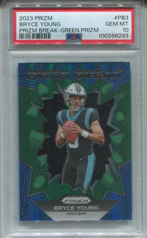 2023 Bryce Young Panini Prizm ROOKIE GREEN PRIZM BRK RC PSA 10 #PB3 Carolina Panthers 6293