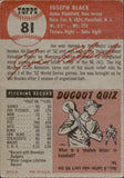 1953 Joe Black Topps SHORT PRINT #81 Brooklyn Dodgers BV $100