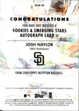 2020 Josh Naylor Topps Inception ROOKIES & EMERGING STARS AUTO 184/220 AUTOGRAPH #RESA-JN San Diego Padres